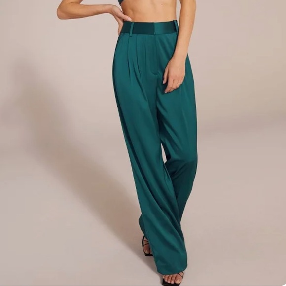 Favorite Daughter THE SATIN FAVORITE PANT // Dark Teal - Picture 1 of 11